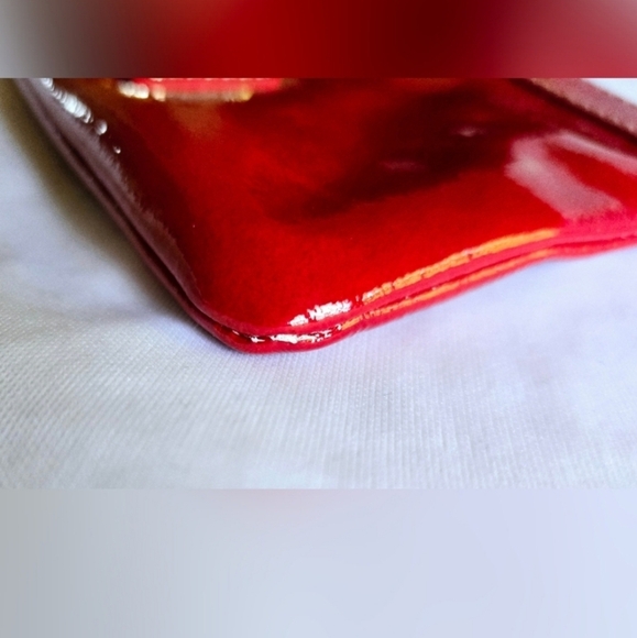 Dooney & Bourke Red Patent Leather Coin Purse with Gold Accents - Picture 7 of 11